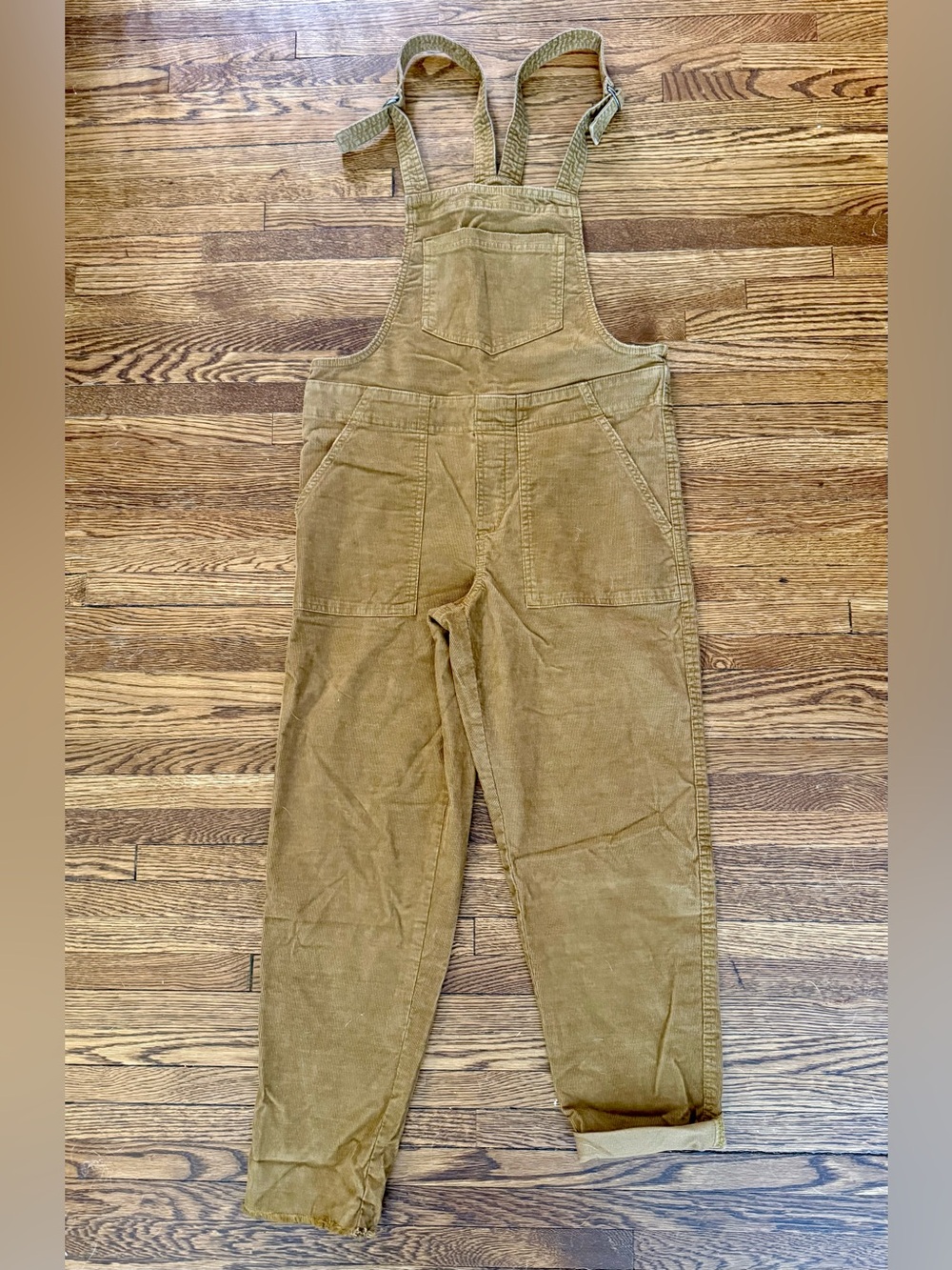 Corduroy Utility Overalls Jumpsuit in Khaki Tan